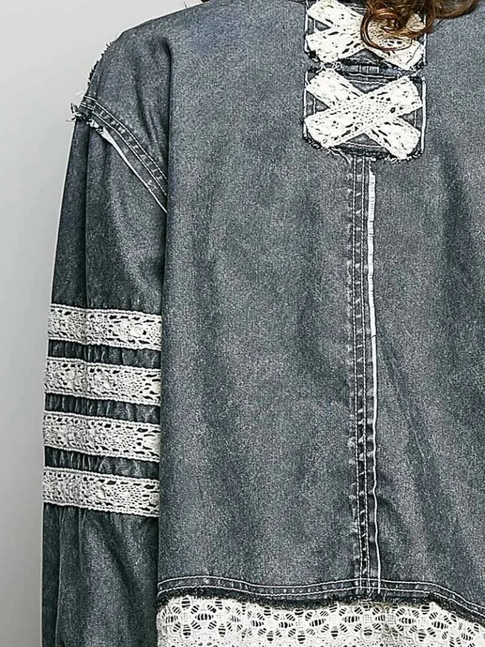 POL Desert Heirloom Lace-Trim Utility Jacket